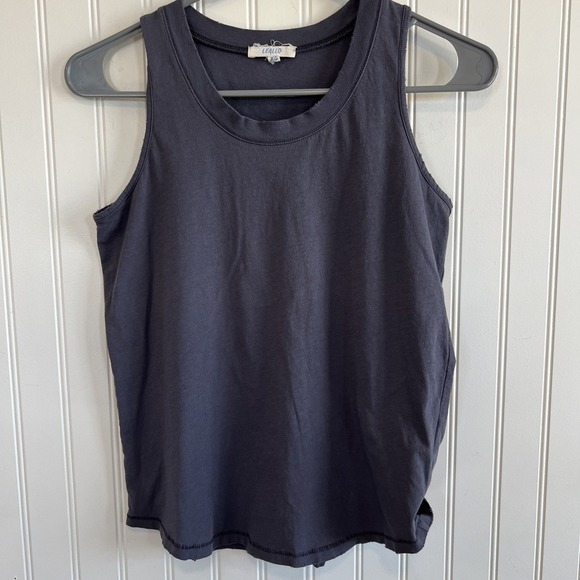 LEALLO Shirt Women XS Dark Gray Distressed sleeveless Tank - Picture 2 of 8